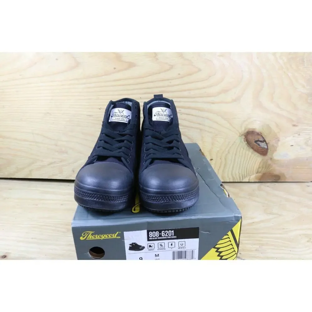 New Thorogood Mens 9M Black Warehouse Won Series Mid Composite Toe Work Boots
